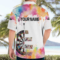 Custom Name Darts Hawaiian Shirt Funny Dartboards Colorful Paint Aim Shoot Swear Repeat - Wonder Print Shop