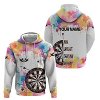Custom Name Darts Hoodie Funny Dartboards Colorful Paint Aim Shoot Swear Repeat - Wonder Print Shop