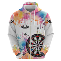 Custom Name Darts Hoodie Funny Dartboards Colorful Paint Aim Shoot Swear Repeat - Wonder Print Shop