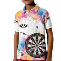 Custom Name Darts Kid Polo Shirt Funny Dartboards Colorful Paint Aim Shoot Swear Repeat - Wonder Print Shop