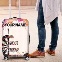 Custom Name Darts Luggage Cover Funny Dartboards Colorful Paint Aim Shoot Swear Repeat - Wonder Print Shop