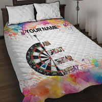 Custom Name Darts Quilt Bed Set Funny Dartboards Colorful Paint Aim Shoot Swear Repeat - Wonder Print Shop
