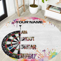 Custom Name Darts Round Carpet Funny Dartboards Colorful Paint Aim Shoot Swear Repeat - Wonder Print Shop