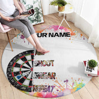 Custom Name Darts Round Carpet Funny Dartboards Colorful Paint Aim Shoot Swear Repeat - Wonder Print Shop