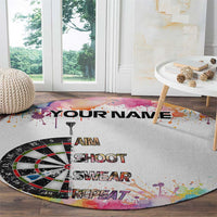 Custom Name Darts Round Carpet Funny Dartboards Colorful Paint Aim Shoot Swear Repeat - Wonder Print Shop