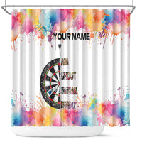 Custom Name Darts Shower Curtain Funny Dartboards Colorful Paint Aim Shoot Swear Repeat - Wonder Print Shop
