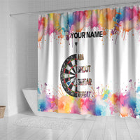 Custom Name Darts Shower Curtain Funny Dartboards Colorful Paint Aim Shoot Swear Repeat - Wonder Print Shop