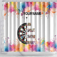 Custom Name Darts Shower Curtain Funny Dartboards Colorful Paint Aim Shoot Swear Repeat - Wonder Print Shop
