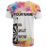 Custom Name Darts T Shirt Funny Dartboards Colorful Paint Aim Shoot Swear Repeat - Wonder Print Shop