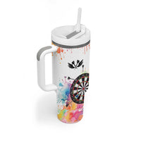 Custom Name Darts Tumbler With Handle Funny Dartboards Colorful Paint Aim Shoot Swear Repeat - Wonder Print Shop