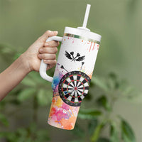 Custom Name Darts Tumbler With Handle Funny Dartboards Colorful Paint Aim Shoot Swear Repeat - Wonder Print Shop