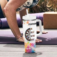 Custom Name Darts Tumbler With Handle Funny Dartboards Colorful Paint Aim Shoot Swear Repeat - Wonder Print Shop