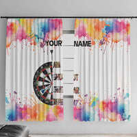 Custom Name Darts Window Curtain Funny Dartboards Colorful Paint Aim Shoot Swear Repeat - Wonder Print Shop