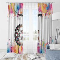 Custom Name Darts Window Curtain Funny Dartboards Colorful Paint Aim Shoot Swear Repeat - Wonder Print Shop