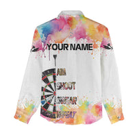 Custom Name Darts Women Casual Shirt Funny Dartboards Colorful Paint Aim Shoot Swear Repeat - Wonder Print Shop