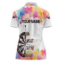 Custom Name Darts Women Polo Shirt Funny Dartboards Colorful Paint Aim Shoot Swear Repeat - Wonder Print Shop