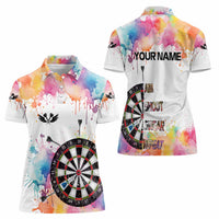 Custom Name Darts Women Polo Shirt Funny Dartboards Colorful Paint Aim Shoot Swear Repeat - Wonder Print Shop