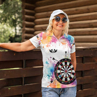 Custom Name Darts Women Polo Shirt Funny Dartboards Colorful Paint Aim Shoot Swear Repeat - Wonder Print Shop