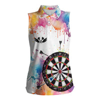 Custom Name Darts Women Sleeveless Polo Shirt Funny Dartboards Colorful Paint Aim Shoot Swear Repeat - Wonder Print Shop