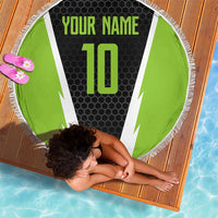 Personalized Custom Bass Fishing Beach Blanket Jumping Fish Graphic and Green Black Honeycomb - Wonder Print Shop