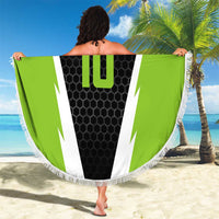 Personalized Custom Bass Fishing Beach Blanket Jumping Fish Graphic and Green Black Honeycomb - Wonder Print Shop