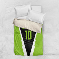 Personalized Custom Bass Fishing Bedding Set Jumping Fish Graphic and Green Black Honeycomb - Wonder Print Shop