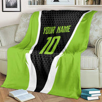 Personalized Custom Bass Fishing Blanket Jumping Fish Graphic and Green Black Honeycomb - Wonder Print Shop