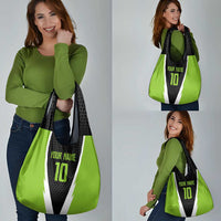 Personalized Custom Bass Fishing Grocery Bag Jumping Fish Graphic and Green Black Honeycomb - Wonder Print Shop