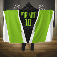 Personalized Custom Bass Fishing Hooded Blanket Jumping Fish Graphic and Green Black Honeycomb - Wonder Print Shop