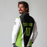 Personalized Custom Bass Fishing Long Sleeve Polo Shirt Jumping Fish Graphic and Green Black Honeycomb - Wonder Print Shop