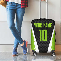 Personalized Custom Bass Fishing Luggage Cover Jumping Fish Graphic and Green Black Honeycomb - Wonder Print Shop