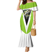 Personalized Custom Bass Fishing Mermaid Dress Jumping Fish Graphic and Green Black Honeycomb - Wonder Print Shop