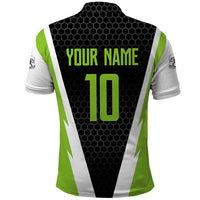 Personalized Custom Bass Fishing Polo Shirt Jumping Fish Graphic and Green Black Honeycomb - Wonder Print Shop