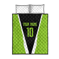 Personalized Custom Bass Fishing Quilt Bed Set Jumping Fish Graphic and Green Black Honeycomb - Wonder Print Shop