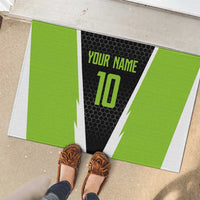 Personalized Custom Bass Fishing Rubber Doormat Jumping Fish Graphic and Green Black Honeycomb - Wonder Print Shop