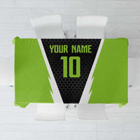 Personalized Custom Bass Fishing Tablecloth Jumping Fish Graphic and Green Black Honeycomb - Wonder Print Shop