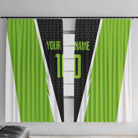 Personalized Custom Bass Fishing Window Curtain Jumping Fish Graphic and Green Black Honeycomb - Wonder Print Shop