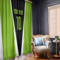 Personalized Custom Bass Fishing Window Curtain Jumping Fish Graphic and Green Black Honeycomb - Wonder Print Shop