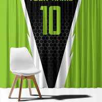 Personalized Custom Bass Fishing Window Curtain Jumping Fish Graphic and Green Black Honeycomb - Wonder Print Shop