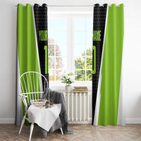 Personalized Custom Bass Fishing Window Curtain Jumping Fish Graphic and Green Black Honeycomb - Wonder Print Shop