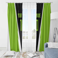 Personalized Custom Bass Fishing Window Curtain Jumping Fish Graphic and Green Black Honeycomb - Wonder Print Shop