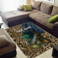 Catfish Fishing Underwater Scene Area Rug Custom Name Swamp Grass and Camouflage - Wonder Print Shop