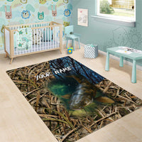 Catfish Fishing Underwater Scene Area Rug Custom Name Swamp Grass and Camouflage - Wonder Print Shop