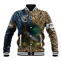 Catfish Fishing Underwater Scene Baseball Jacket Custom Name Swamp Grass and Camouflage - Wonder Print Shop