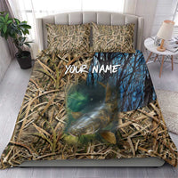 Catfish Fishing Underwater Scene Bedding Set Custom Name Swamp Grass and Camouflage - Wonder Print Shop