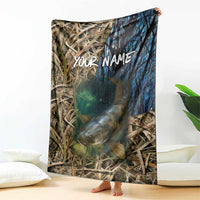 Catfish Fishing Underwater Scene Blanket Custom Name Swamp Grass and Camouflage - Wonder Print Shop