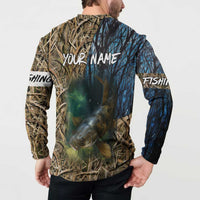 Catfish Fishing Underwater Scene Button Sweatshirt Custom Name Swamp Grass and Camouflage - Wonder Print Shop