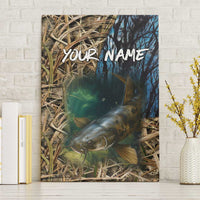Catfish Fishing Underwater Scene Canvas Wall Art Custom Name Swamp Grass and Camouflage - Wonder Print Shop