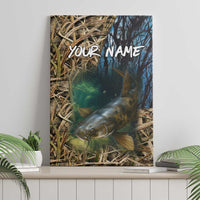 Catfish Fishing Underwater Scene Canvas Wall Art Custom Name Swamp Grass and Camouflage - Wonder Print Shop
