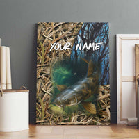 Catfish Fishing Underwater Scene Canvas Wall Art Custom Name Swamp Grass and Camouflage - Wonder Print Shop